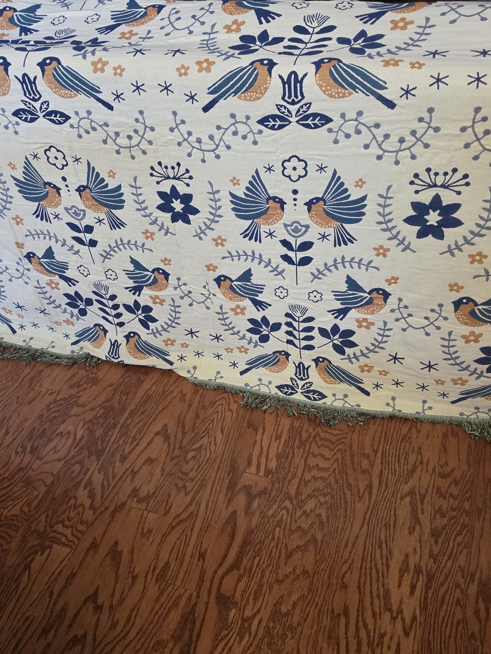 Boho Reversible Cotton Bird Jacquard Throw Blanket 60"x80" Floral Farmhouse